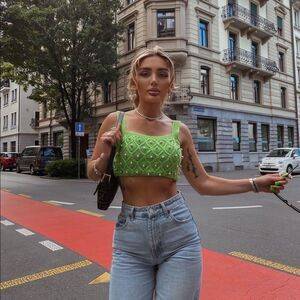 ZARA FAUX PEARL KNIT TOP